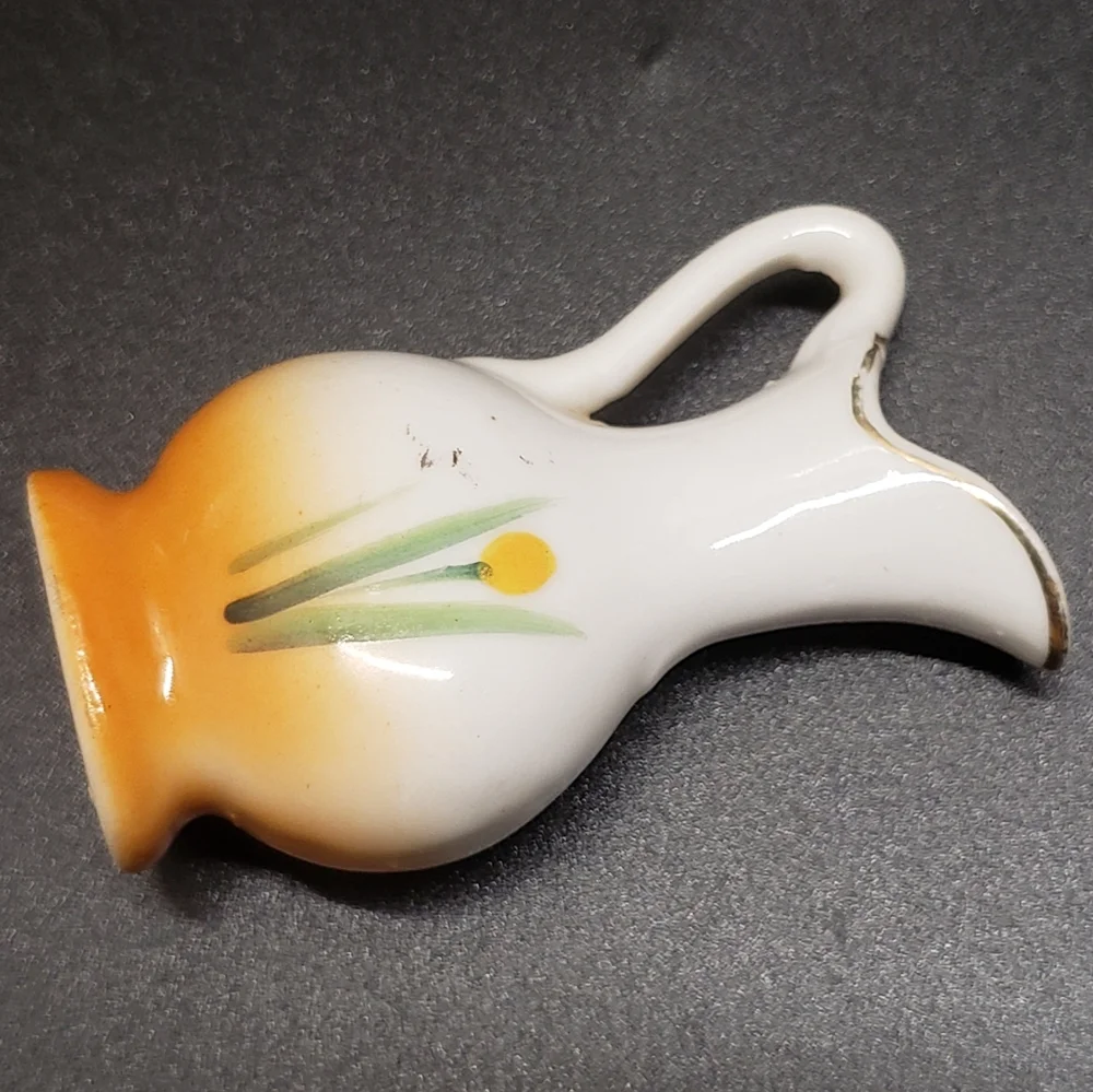 2 Vintage Mini Hand Painted Flower Creamer Vases, Made in Japan & Bone China